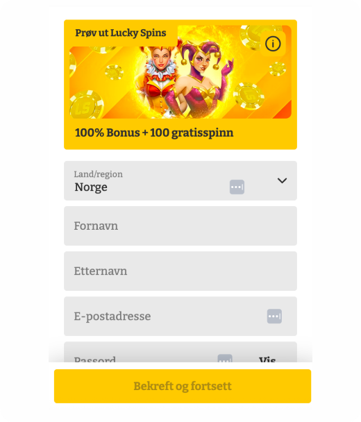 Luckyspins register